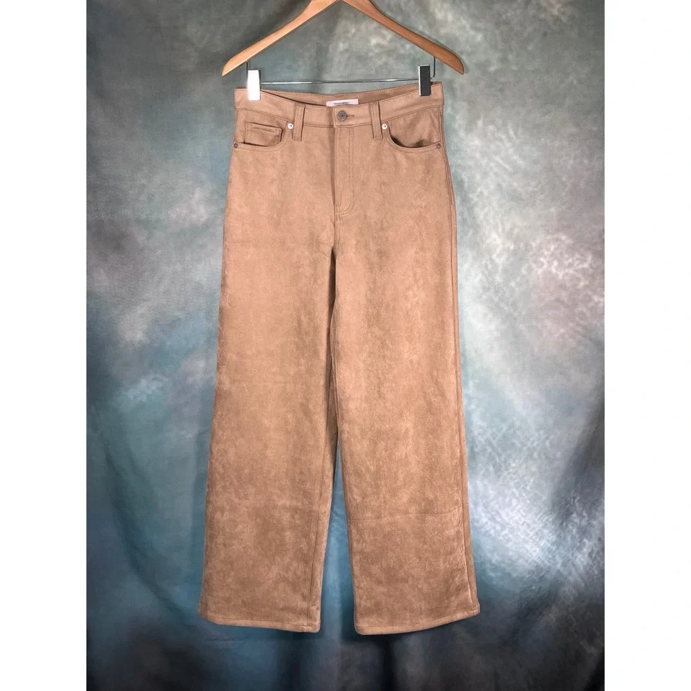 Banana Republic Vegan Suede Wide Leg High Rise Pants Tan‎ Camel 28/6 Tall
